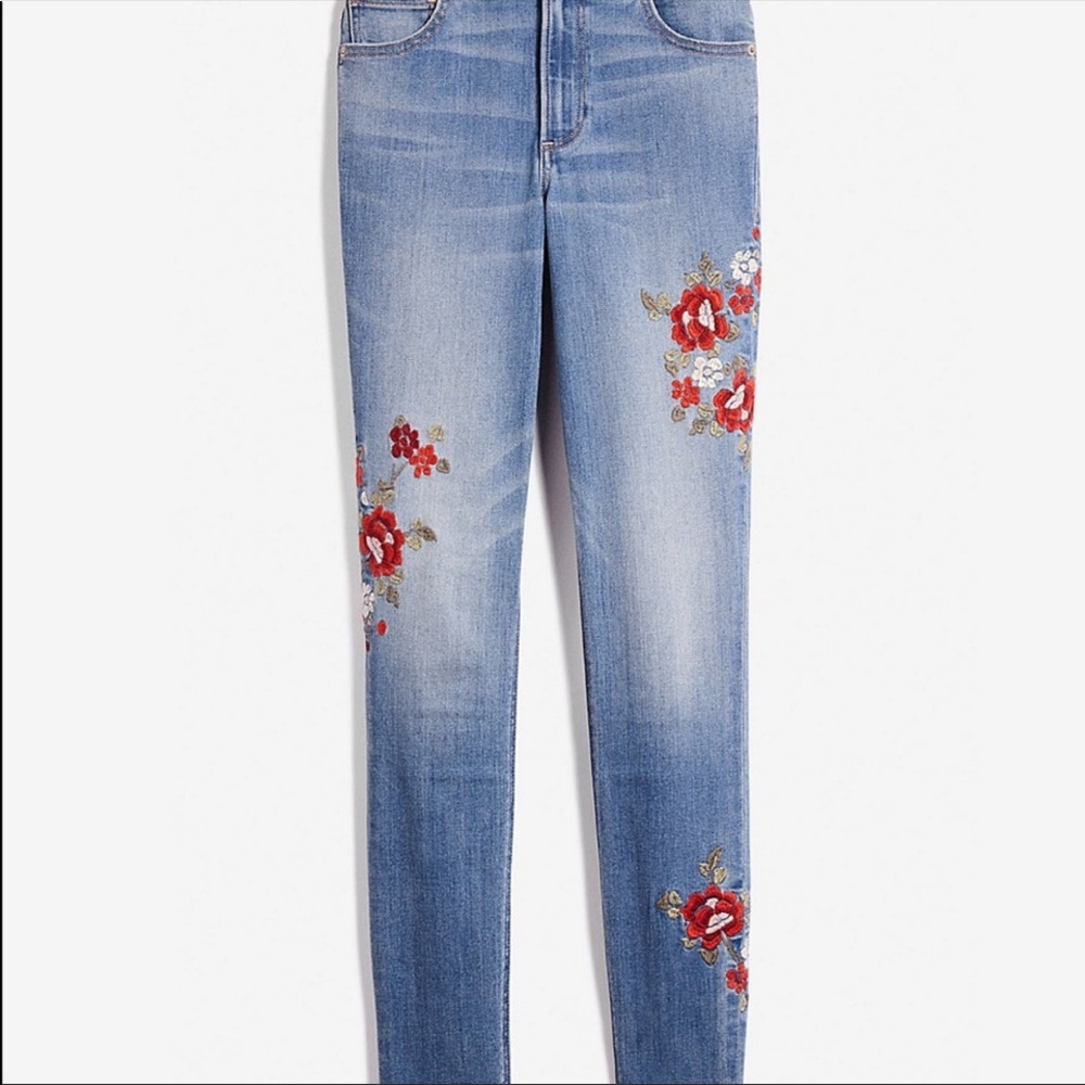 EXPRESS- High Rise Jean Legging Floral Design
